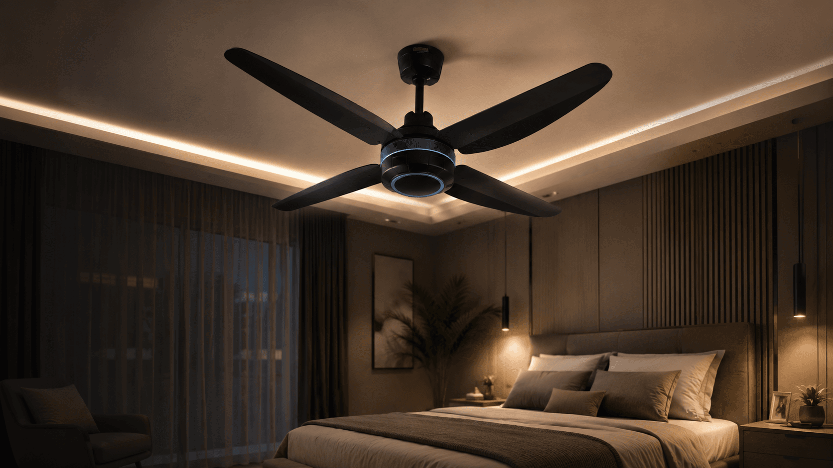 Deer Fans ceiling fan in a premium bedroom